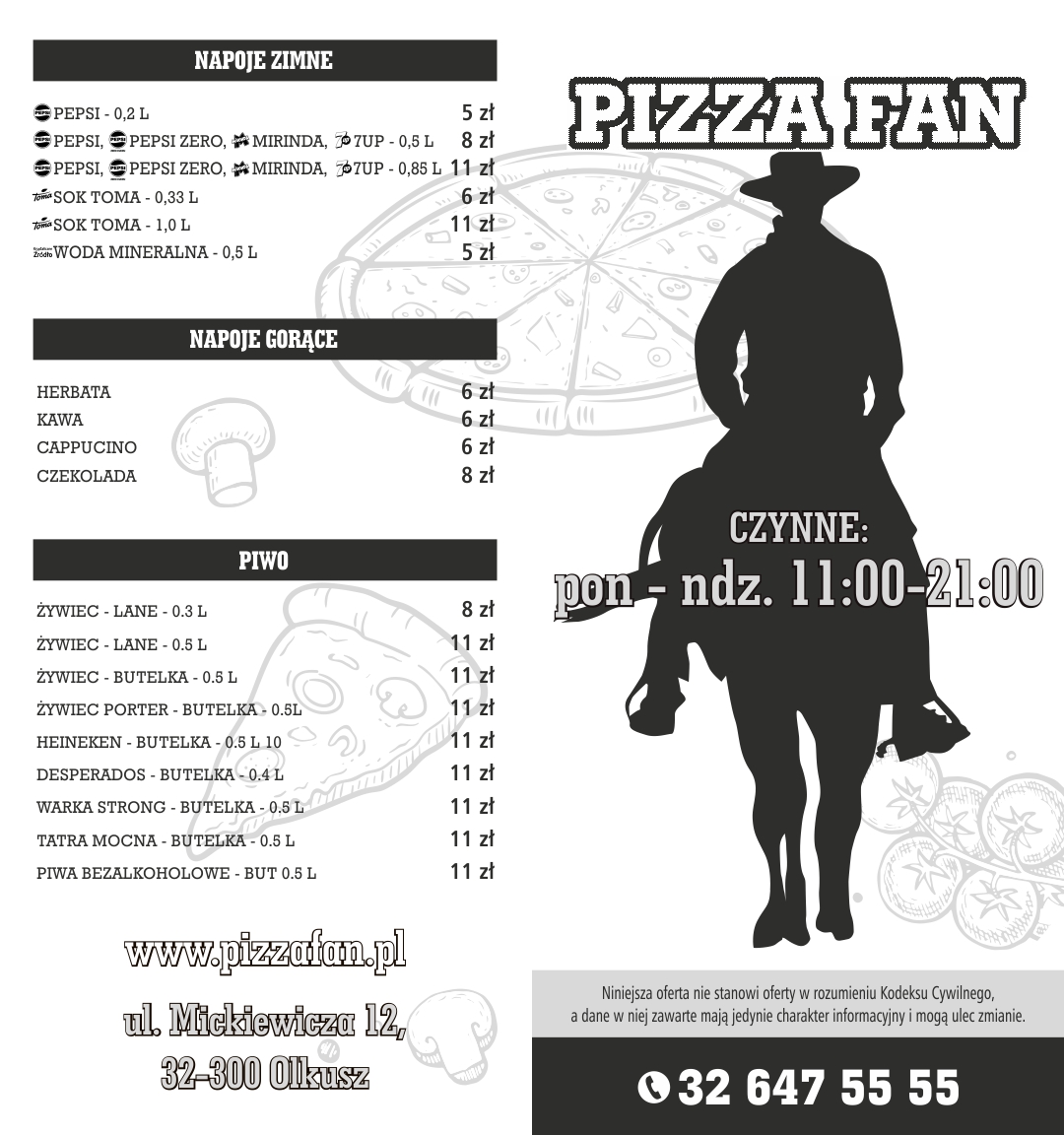 menu PizzaFan 2025