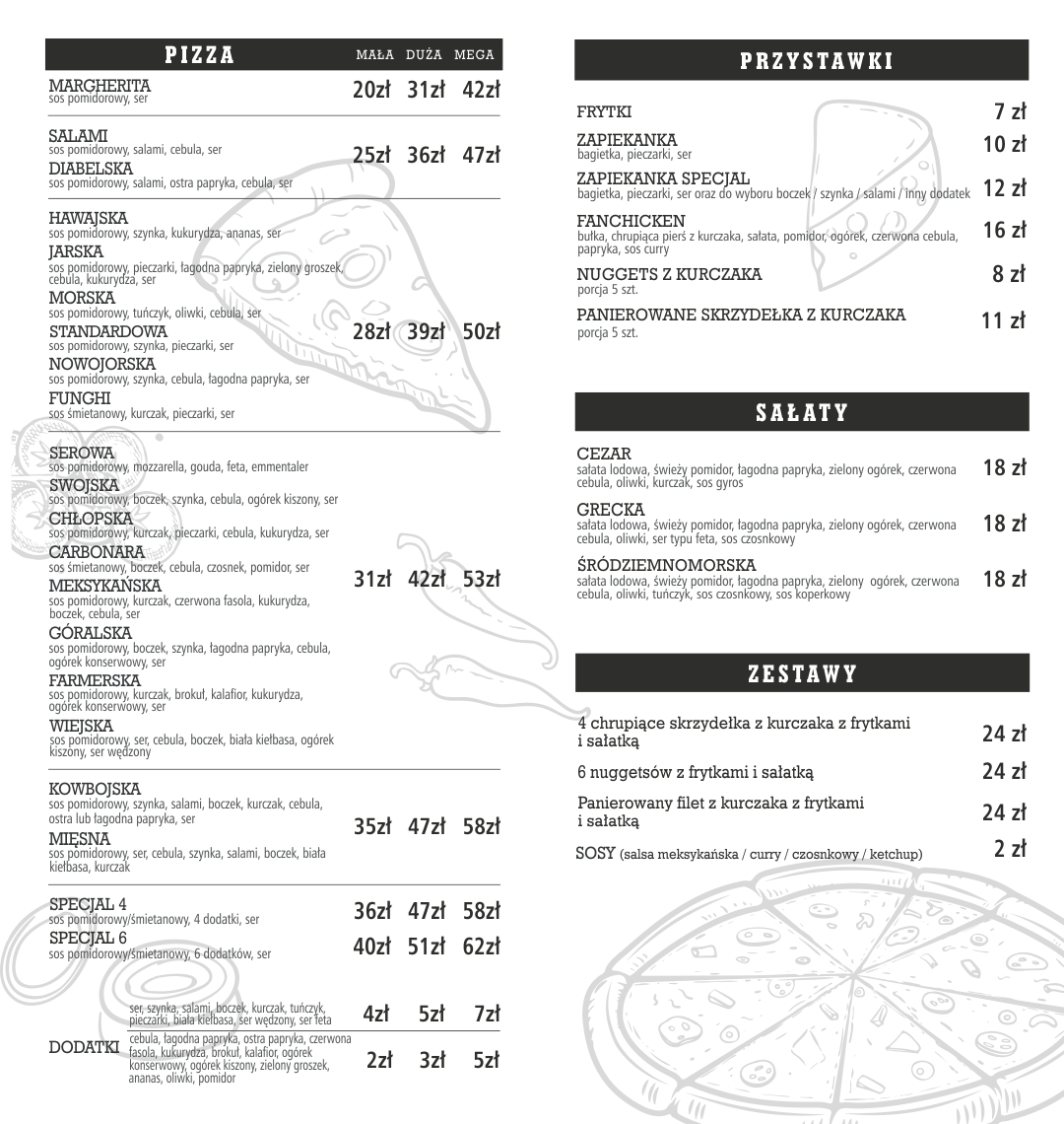 menu PizzaFan 2025